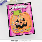Pretty Pink Posh Spooky Trees with Masks pumpkin shaker card