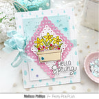 Pretty Pink Posh Spring Blooms Clear Stamp and Die Set raindrop background