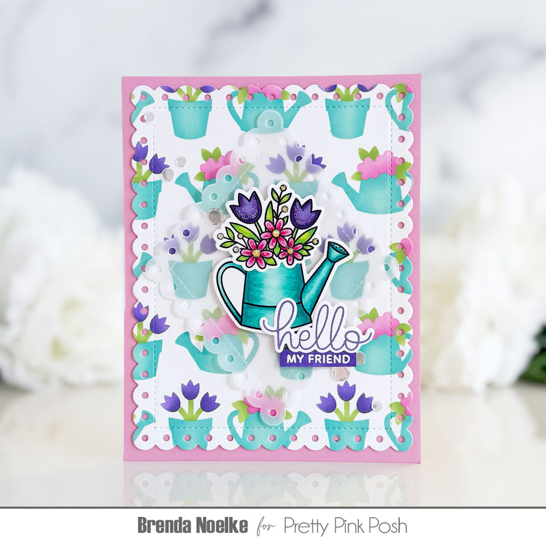 Pretty Pink Posh Spring Blooms Clear Stamps watering cans