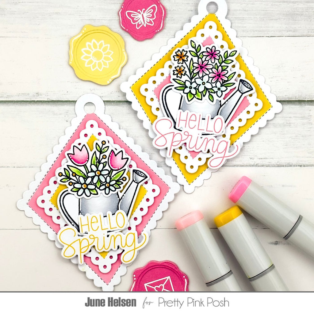 Pretty Pink Posh Spring Blooms Dies diamond tags