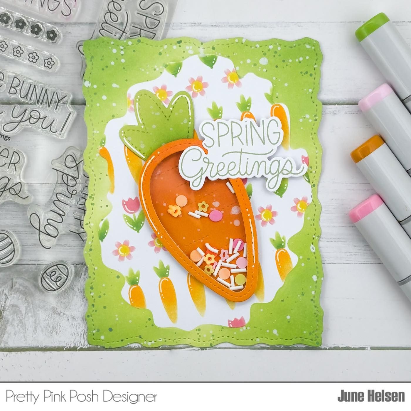 Pretty Pink Posh Spring Flowers Clay Confetti shaker card