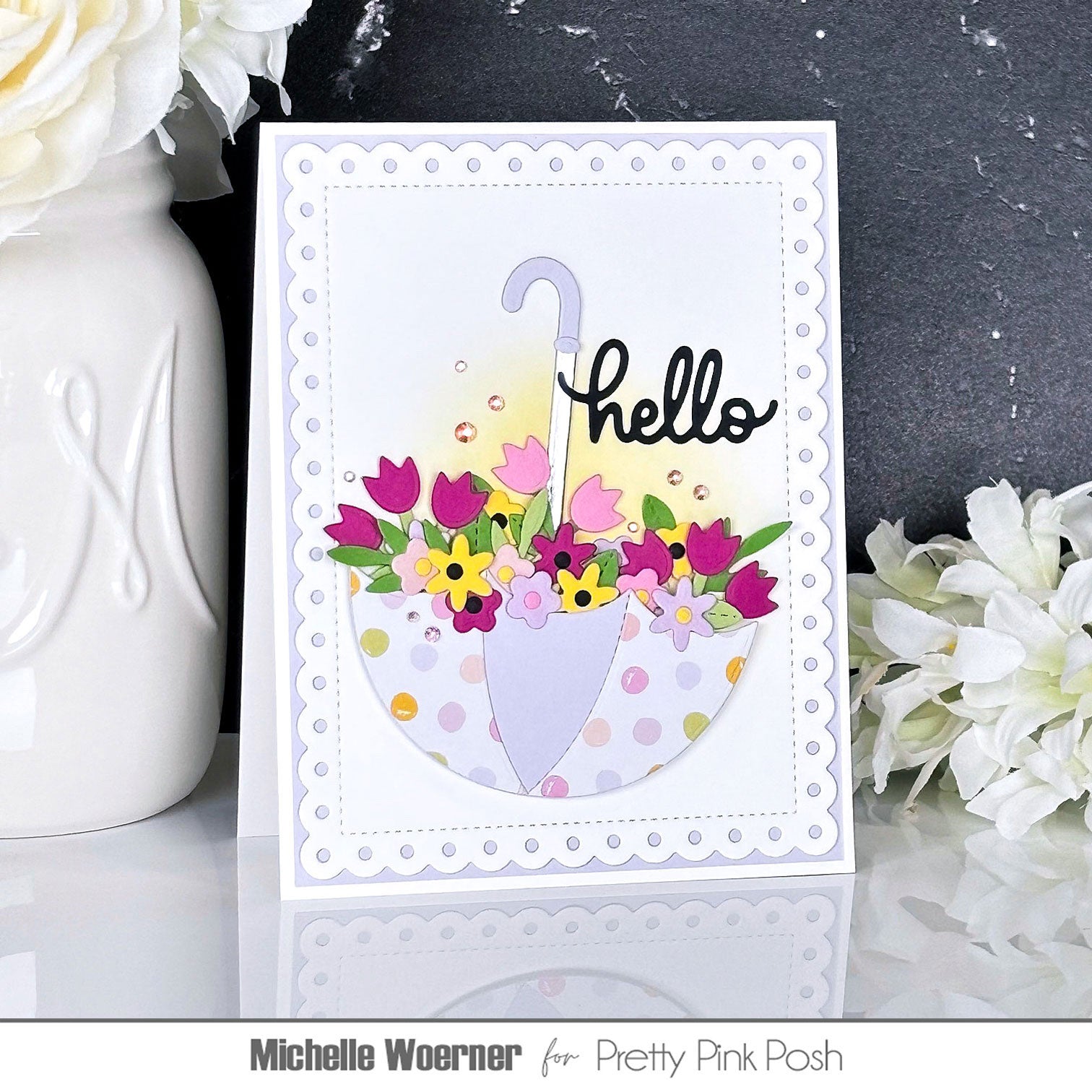 Pretty Pink Posh Springtime Holder Additions Dies hello