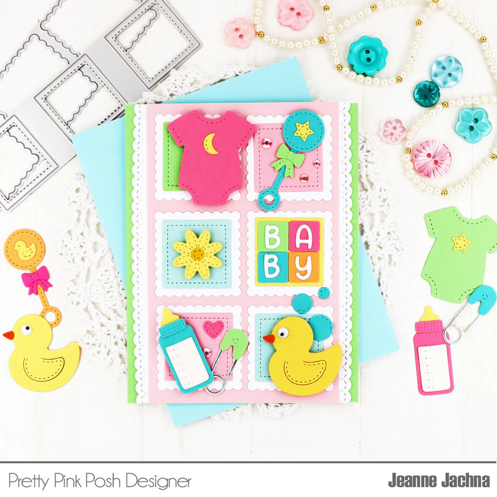 Pretty Pink Posh Stacked Squares Dies baby