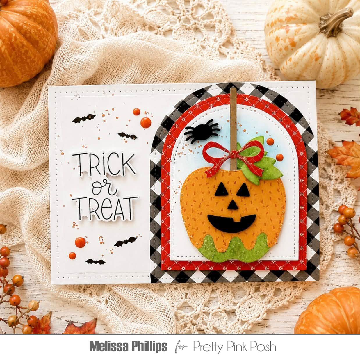 Pretty Pink Posh Stitched Arches Dies trick or treat card