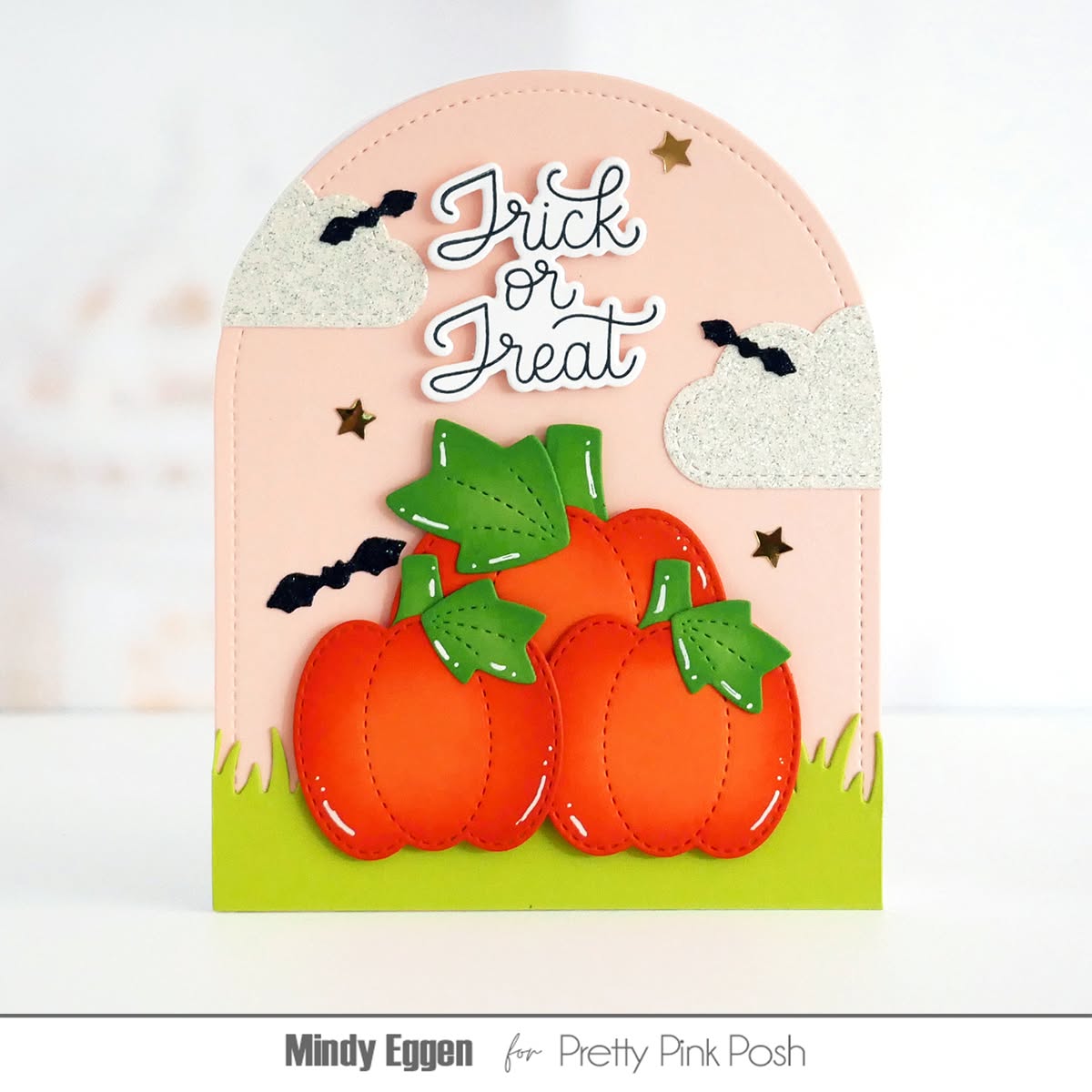 Pretty Pink Posh Stitched Arches Dies trick or treat pumpkins card