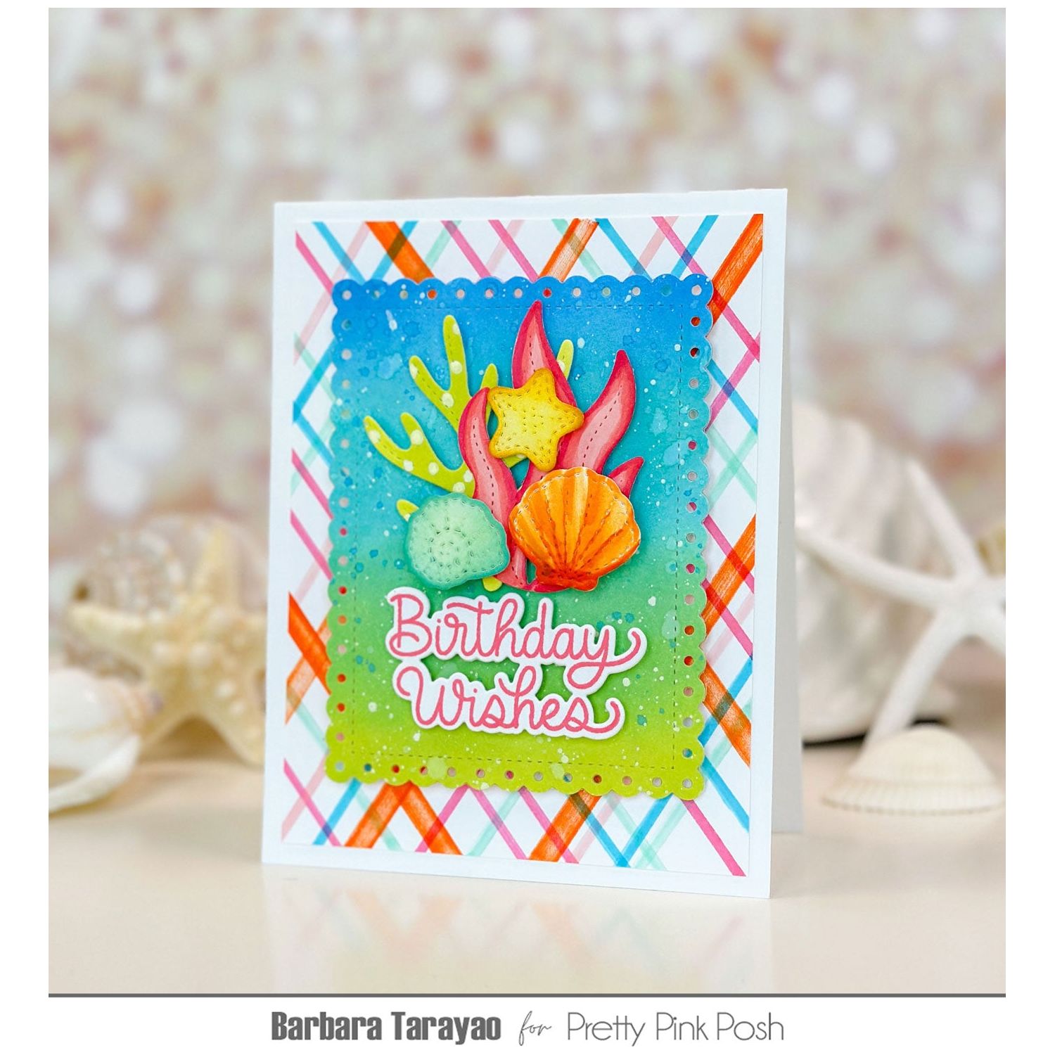 Pretty Pink Posh Stitched Coral Dies birthday wishes