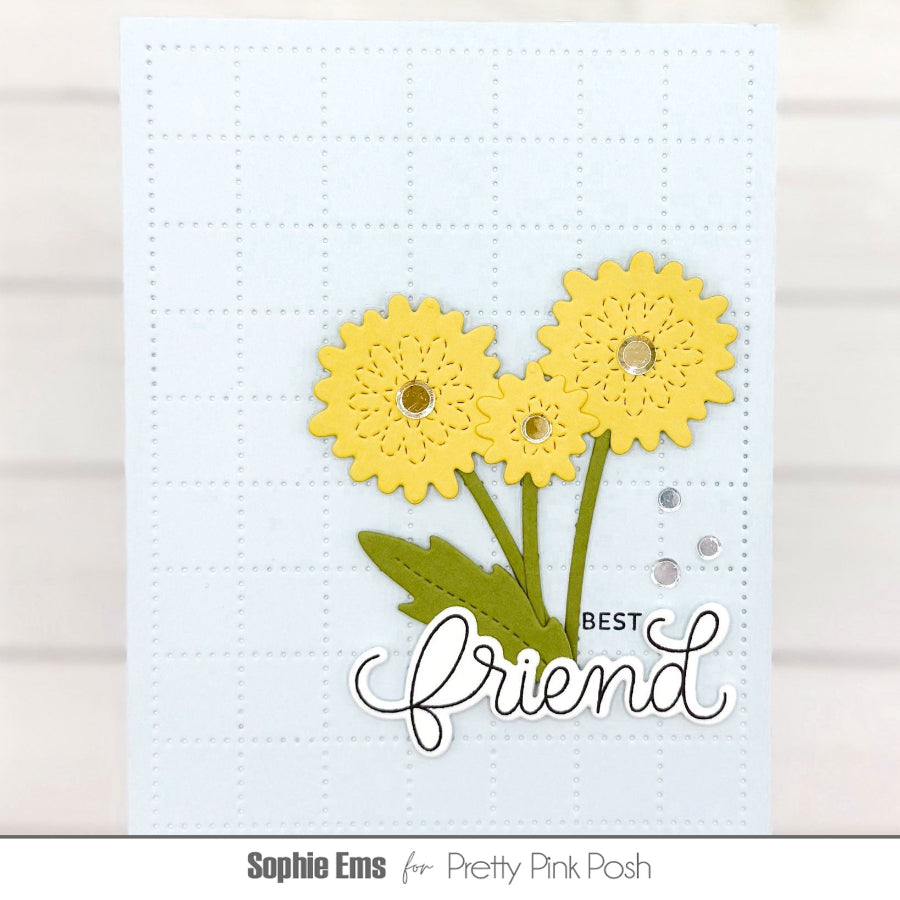 Pretty Pink Posh Stitched Dandelions Dies best friend
