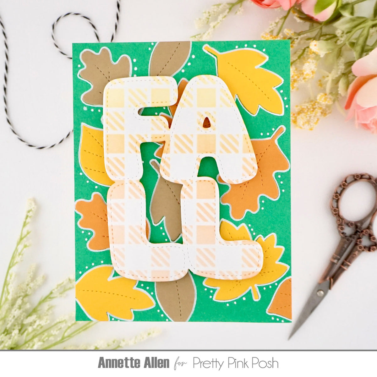 Pretty Pink Posh Stitched Leaves Dies fall leaves card