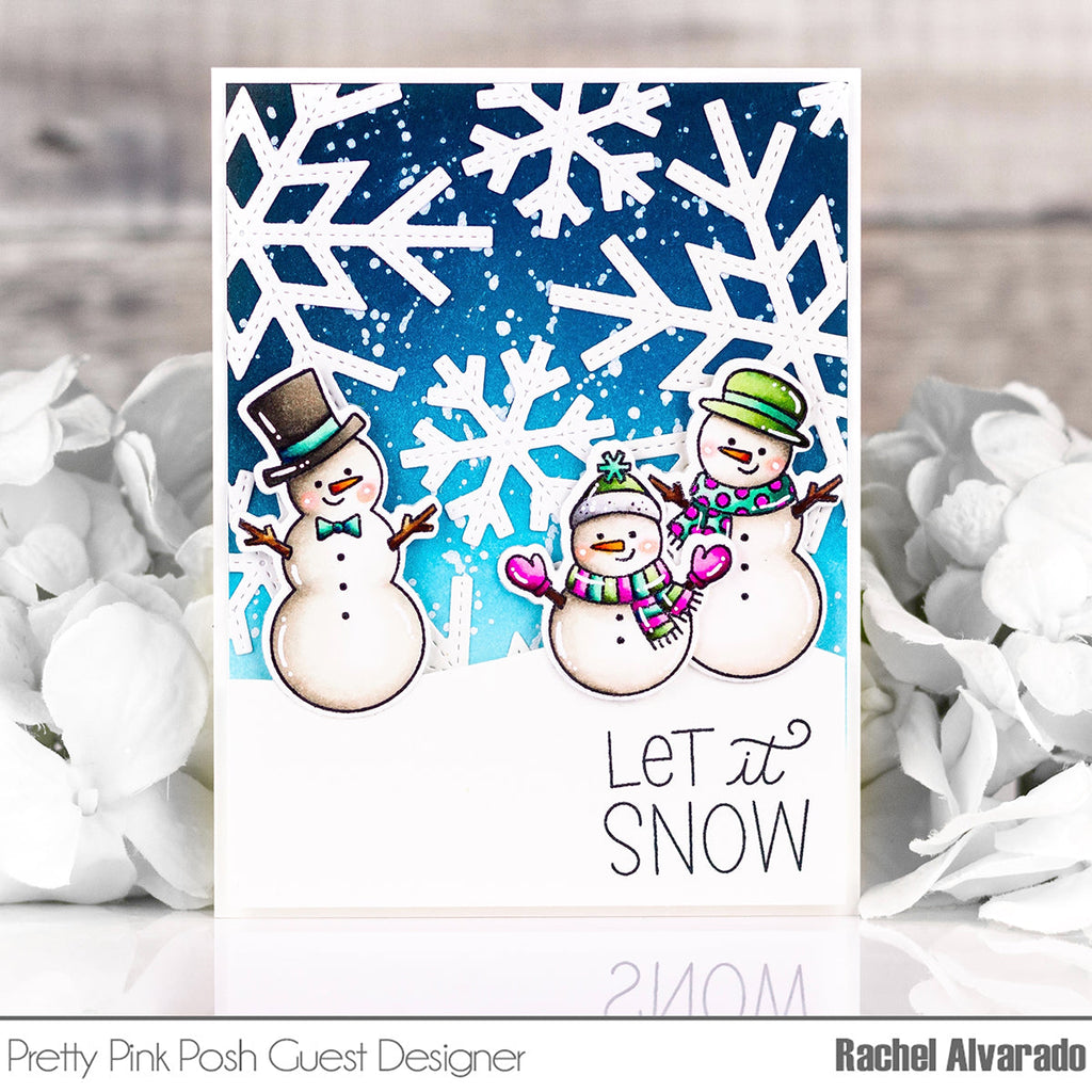 Pretty Pink Posh Stitched Snowflakes Dies snowmen