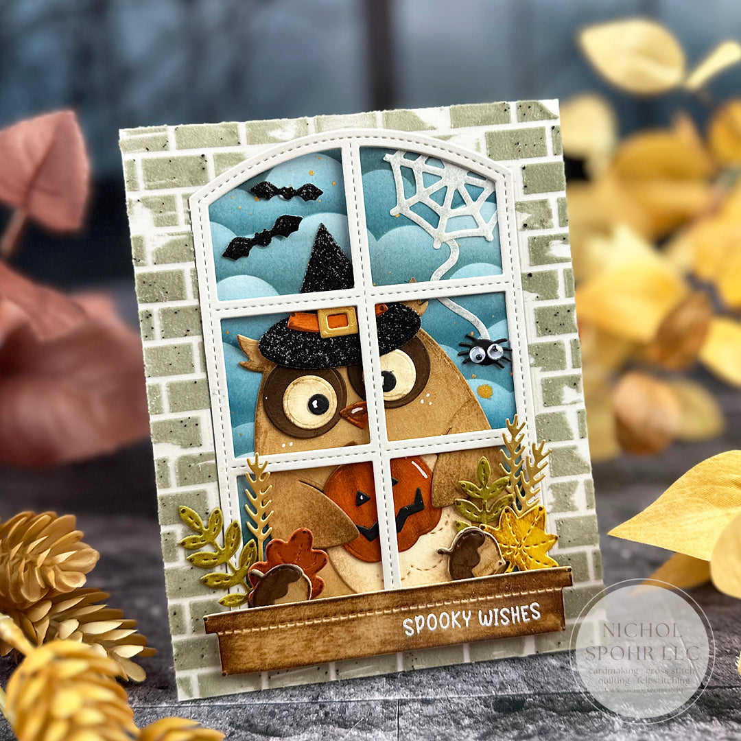 Pretty Pink Posh Stitched Windows 1 Dies spooky wishes halloween card | color-code:ALT01