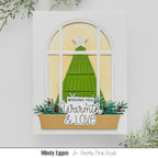 Pretty Pink Posh Stitched Windows 2 Dies glitter star christmas tree card