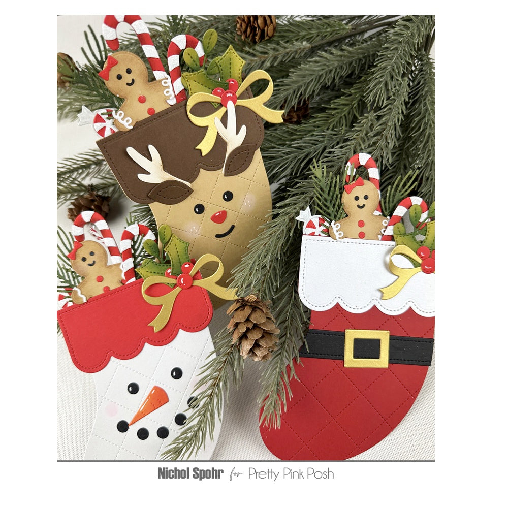 Pretty Pink Posh Stocking Gift Card Holder Dies gingerbread cookies candy canes gift card holders nichol spohr | color-code:ALT01