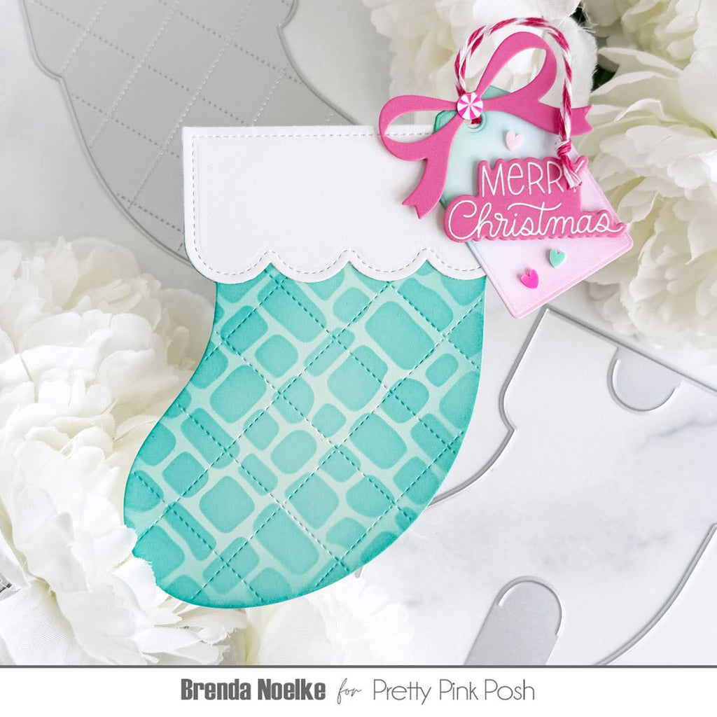 Pretty Pink Posh Stocking Gift Card Holder Dies merry christmas pink bow card