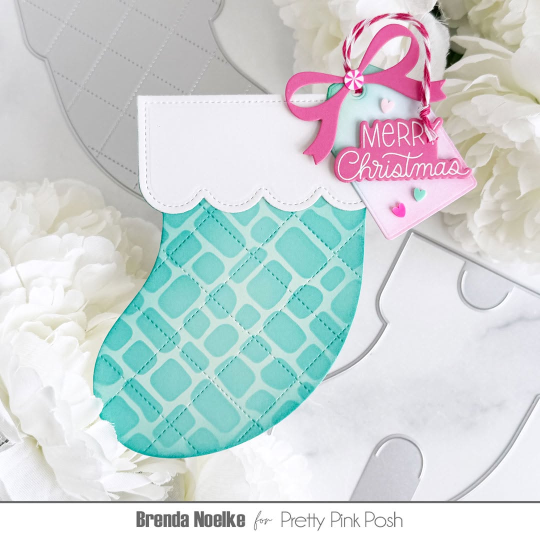Pretty Pink Posh Stocking Gift Card Holder Dies merry christmas pink bow card