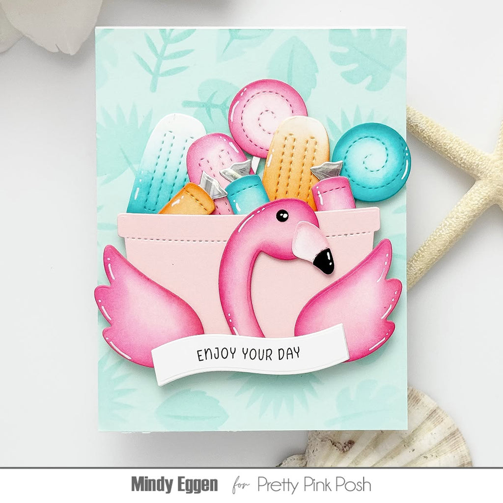 Pretty Pink Posh Summer Bucket Additions Dies candy bucket flamingo enjoy your day popsicle card