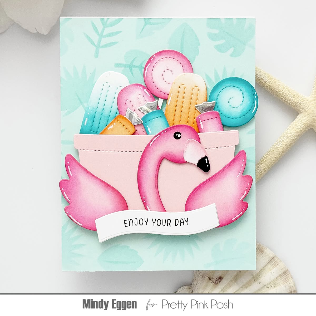 Pretty Pink Posh Summer Bucket Additions Dies candy bucket flamingo enjoy your day popsicle card
