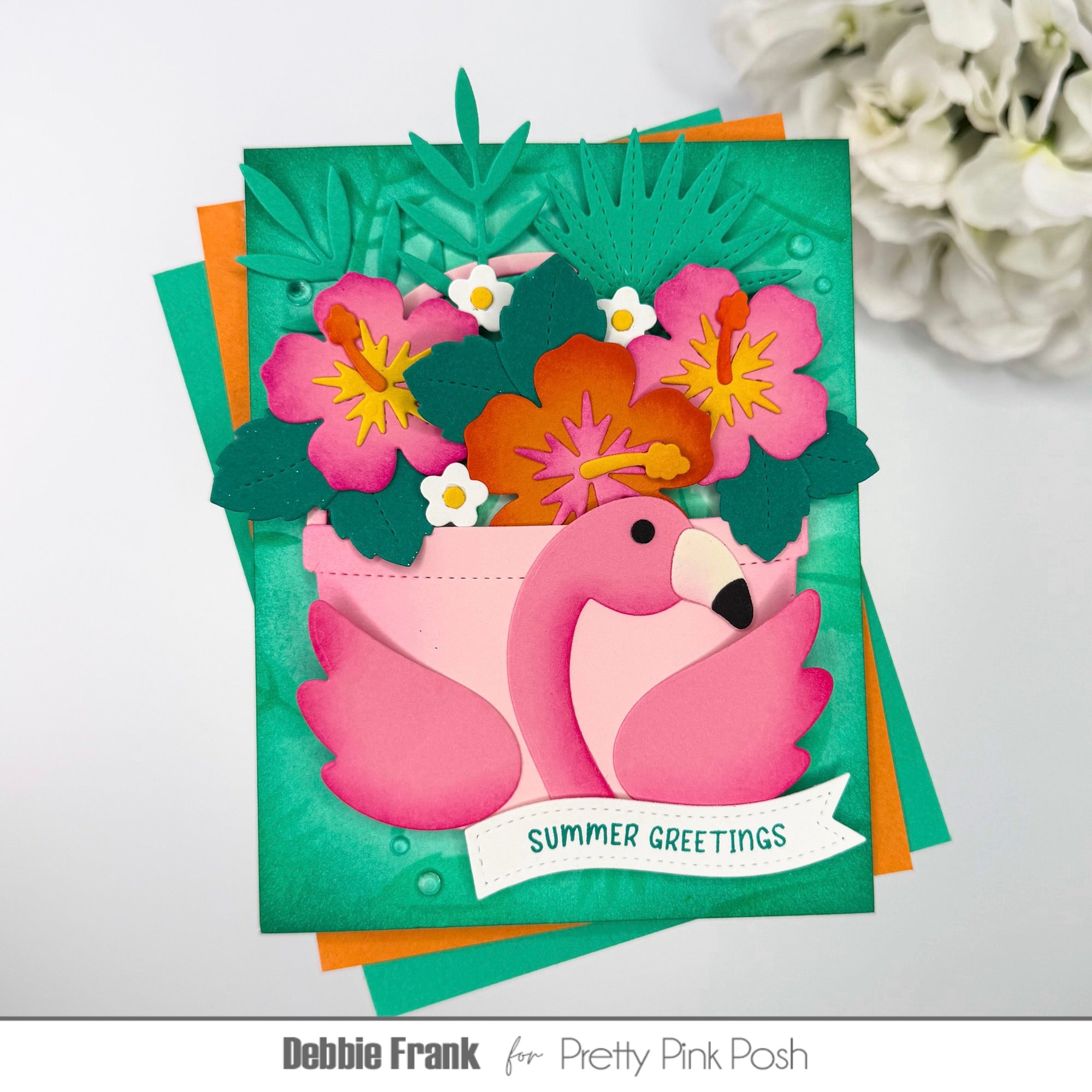 Pretty Pink Posh Summer Bucket Additions Dies pink hibiscus summer greetings card | color-code:ALT01