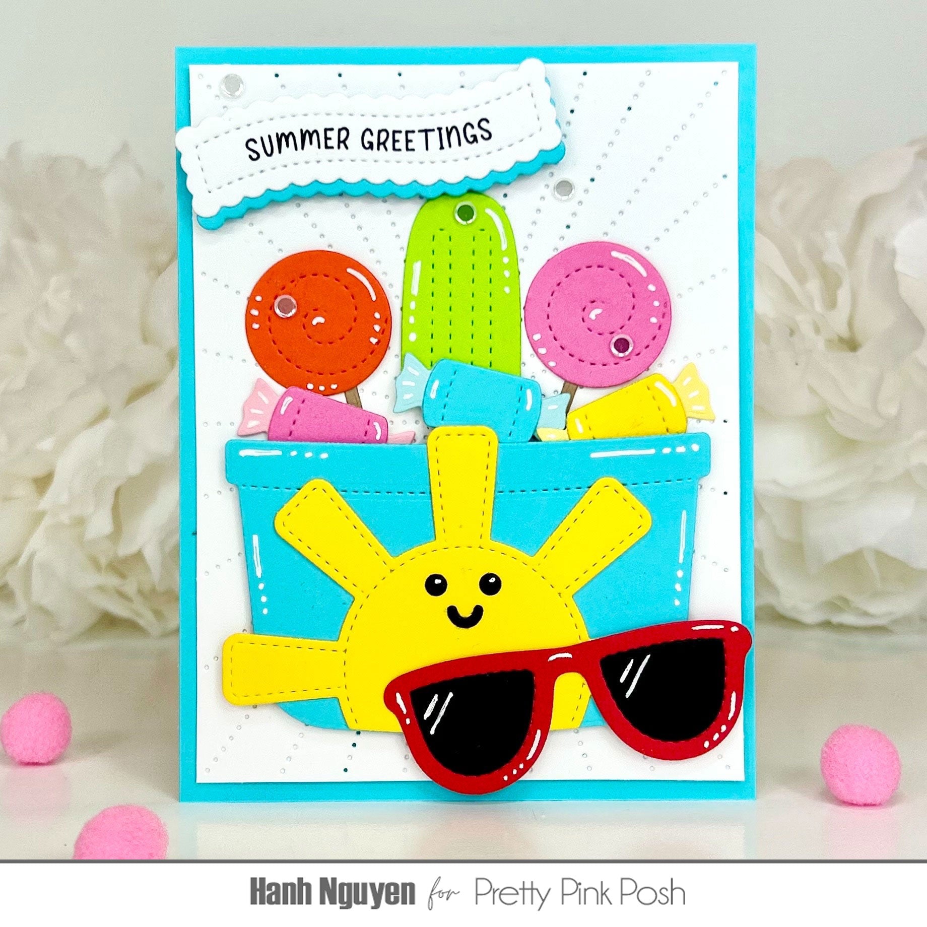 Pretty Pink Posh Summer Bucket Additions Dies sun rays candy bucket sunglasses popsicle card