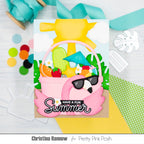 Pretty Pink Posh Summer Bucket Additions Dies sun rays clouds flamingo bucket umbrella beach ball flowers fruit popsicle card