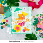 Pretty Pink Posh Summer Drink Shaker Dies glass umbrella orange lemon strawberry hibiscus flower green plaid shaker card