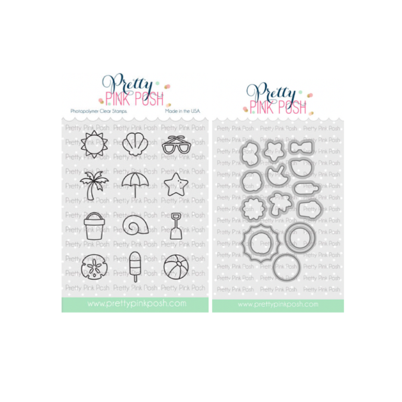 Pretty Pink Posh  Summer Icons Clear Stamp and Die Set