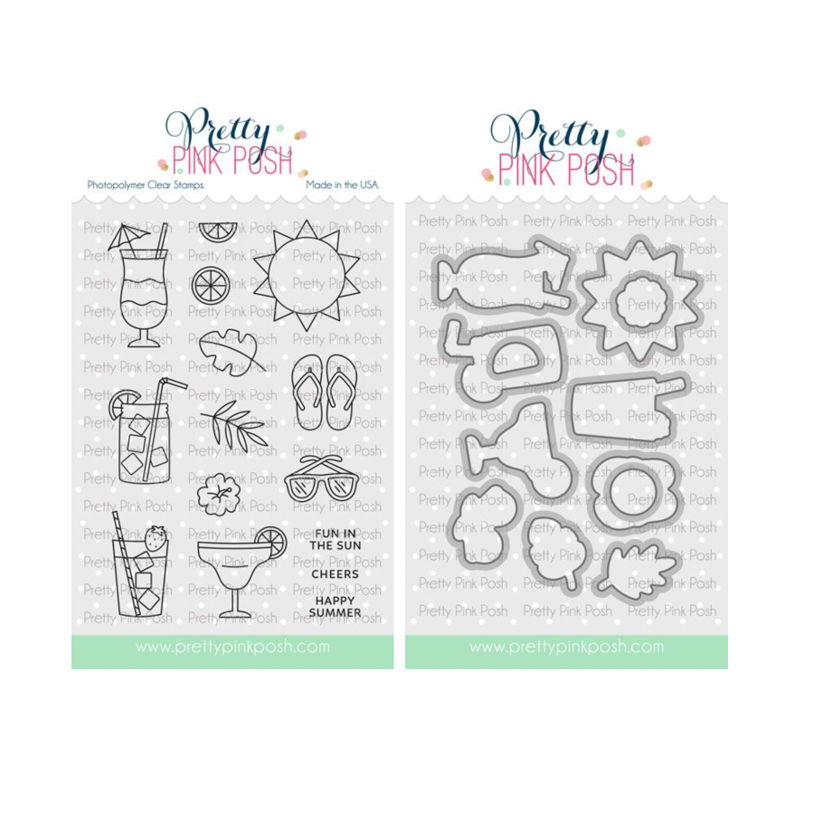 Pretty Pink Posh Summer Sips Clear Stamp and Die Set