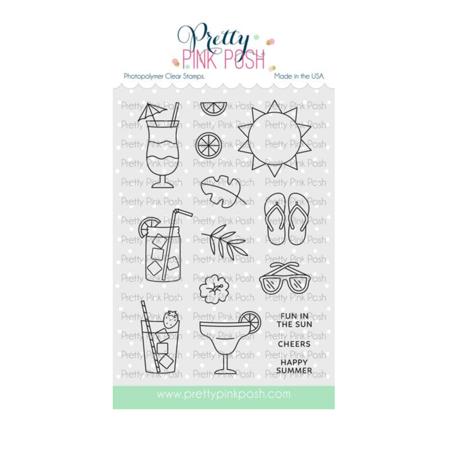 Pretty Pink Posh Summer Sips Clear Stamp and Die Set product image 1