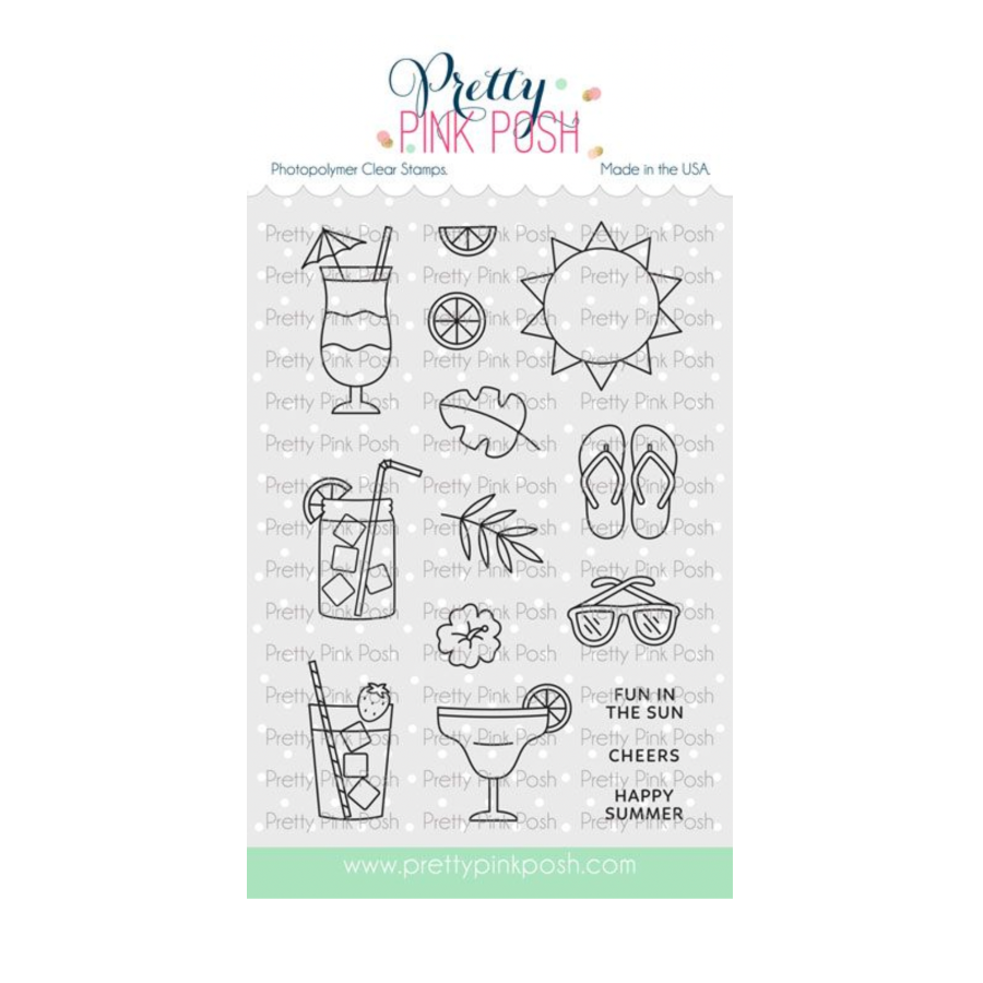Pretty Pink Posh Summer Sips Clear Stamps