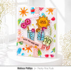 Pretty Pink Posh Summer Sips Clear Stamps sun drinks ice cubes fruit flip flops hibiscus flowers wish you were here card
