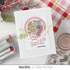 Pretty Pink Posh Sweet Christmas Cookies Clear Stamp and Die Set plaid background christmas card