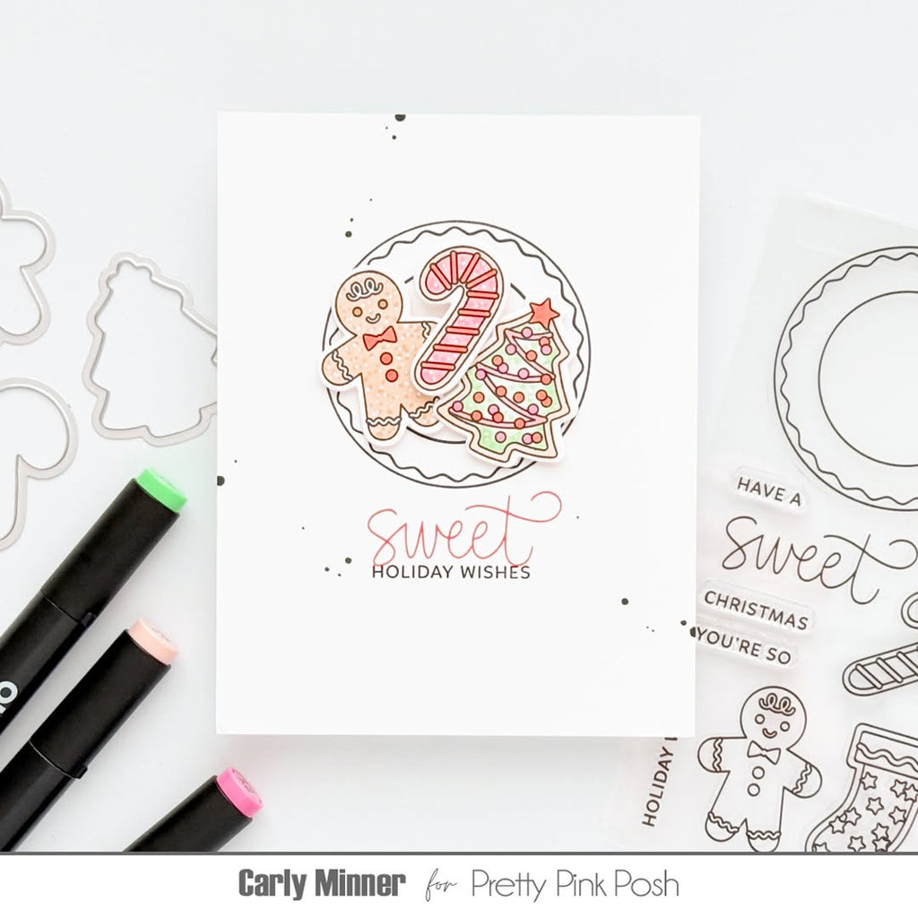 Pretty Pink Posh Sweet Christmas Cookies Clear Stamp and Die Set sweet holiday wishes card