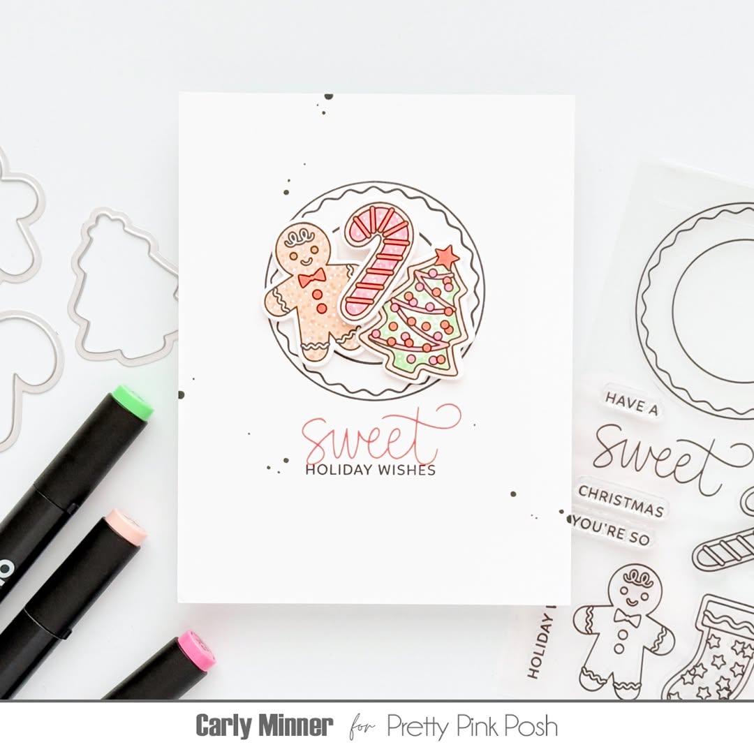 Pretty Pink Posh Sweet Christmas Cookies Clear Stamp and Die Set sweet holiday wishes card