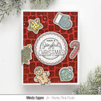 Pretty Pink Posh Sweet Christmas Cookies Coordinating Dies red cobblestone background card