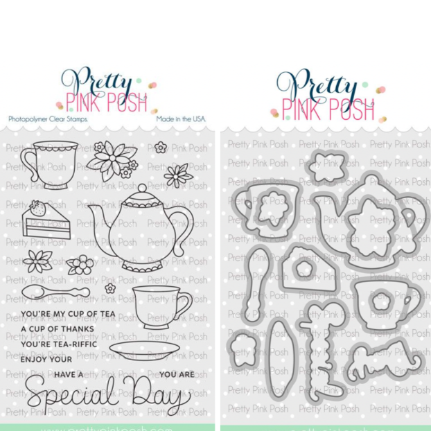 Pretty Pink Posh  Tea Time Clear Stamp and Die Set