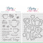 Pretty Pink Posh  Tea Time Clear Stamp and Die Set