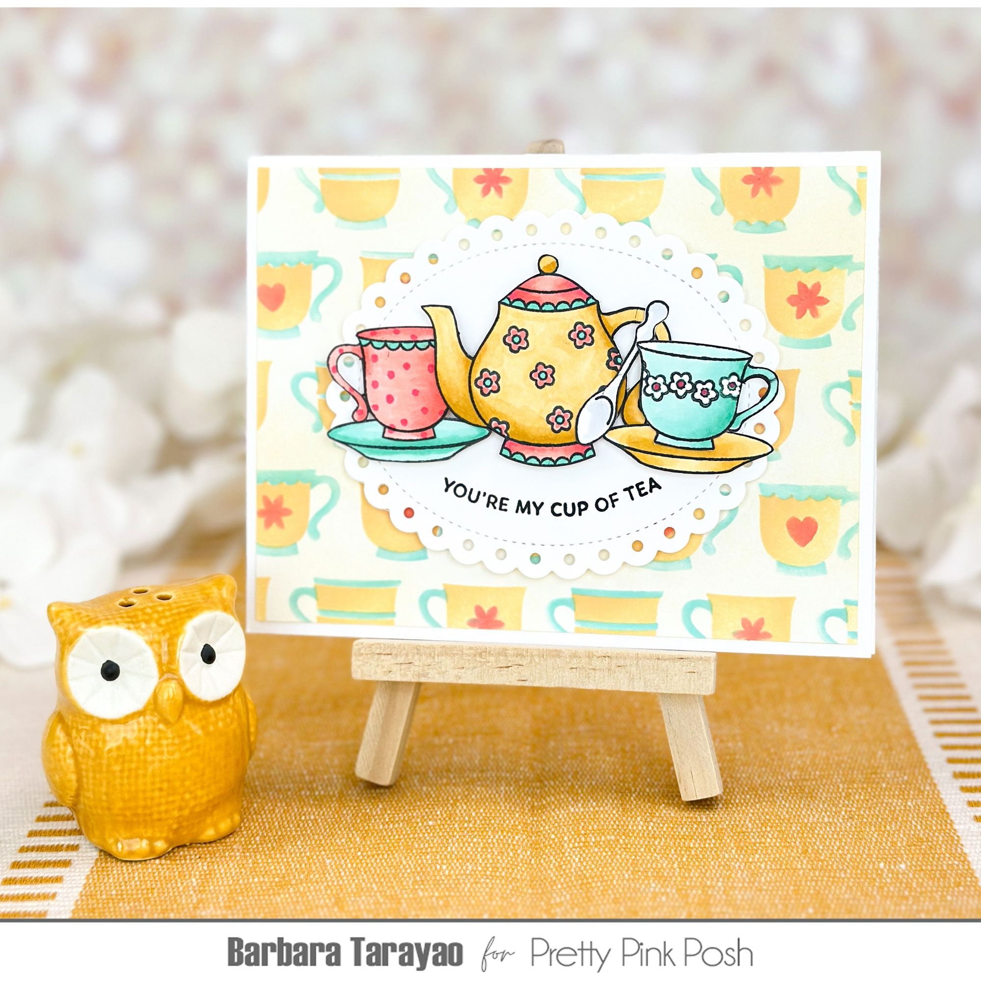 Pretty Pink Posh  Tea Time Clear Stamp and Die Set love you