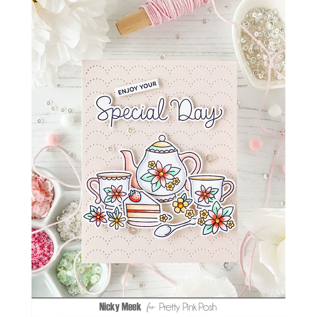 Pretty Pink Posh Tea Time Dies happy birthday