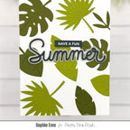 Pretty Pink Posh Tropical Leaves Die green have a fun summer card