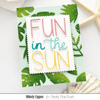 Pretty Pink Posh Tropical Leaves Dies fun in the sun green pink blue yellow stitched frame card