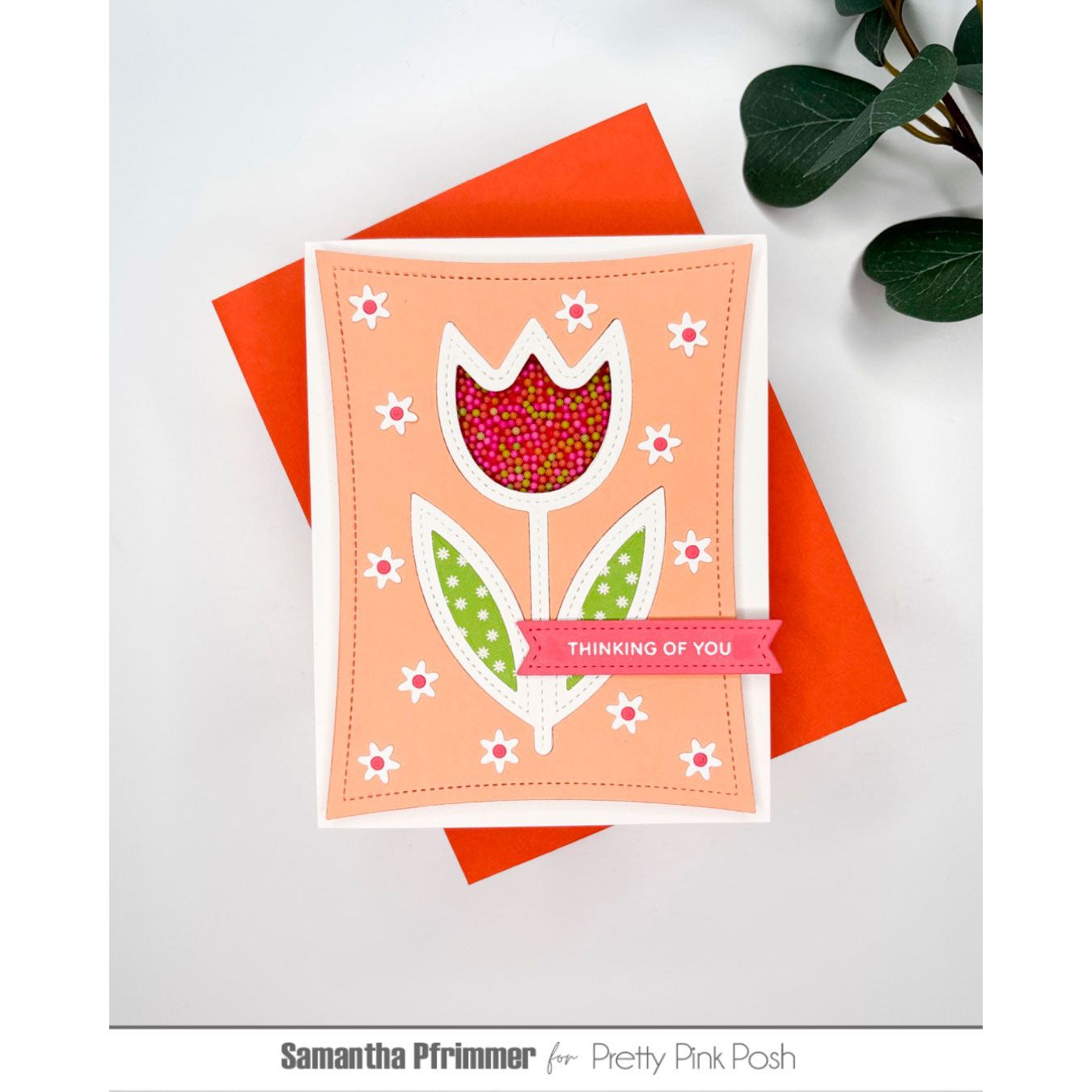 Pretty Pink Posh Tulip Shaker Dies thinking of you