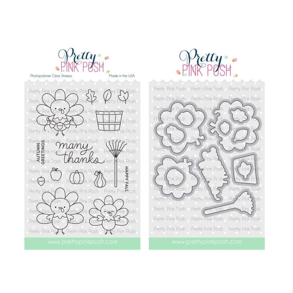 Pretty Pink Posh Turkey Friends Clear Stamp and Die Set