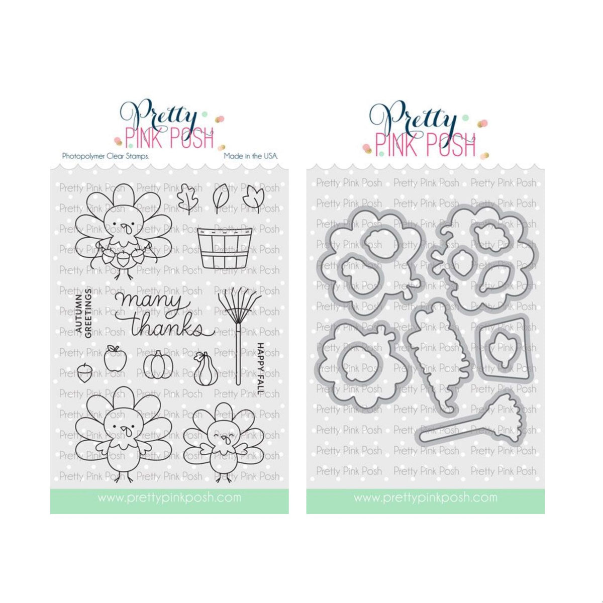 Pretty Pink Posh Turkey Friends Clear Stamp and Die Set