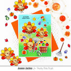 Pretty Pink Posh Turkey Friends Coordinating Dies autumn greetings apples card