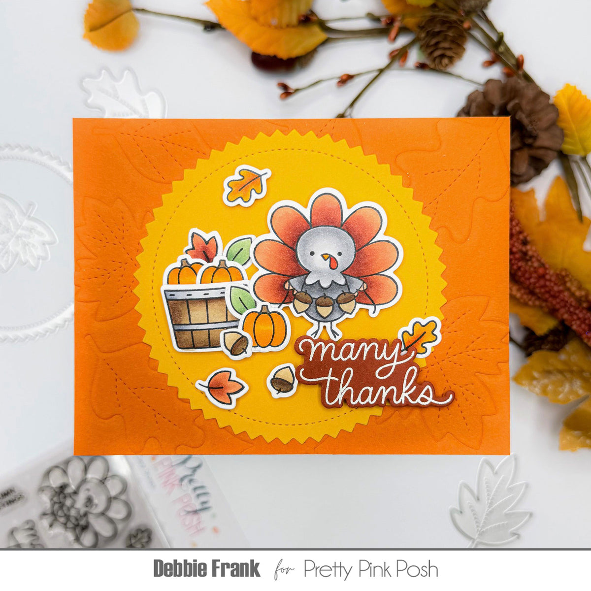 Pretty Pink Posh Turkey Friends Coordinating Dies many thanks orange card