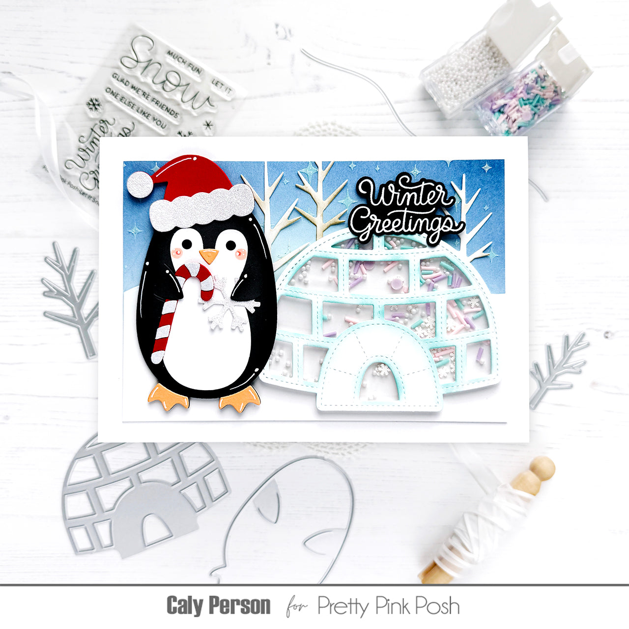 Pretty Pink Posh Twinkle Stencil shaker card