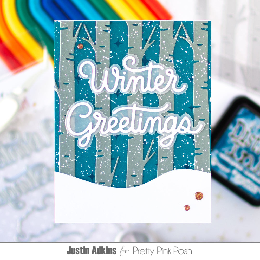 Pretty Pink Posh Twinkle Stencil winter greetings