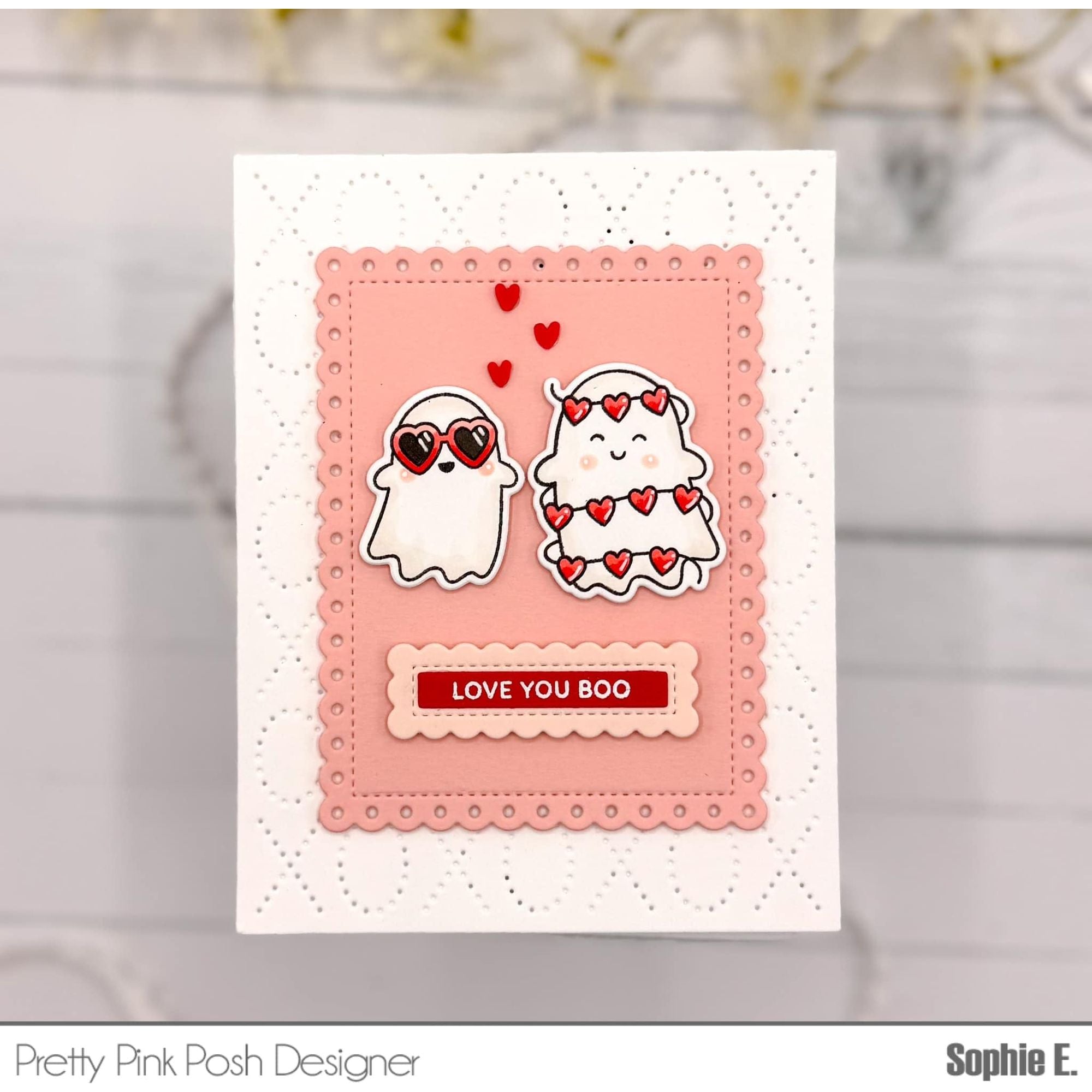 Pretty Pink Posh Valentine Ghost Friends Clear Stamps love you