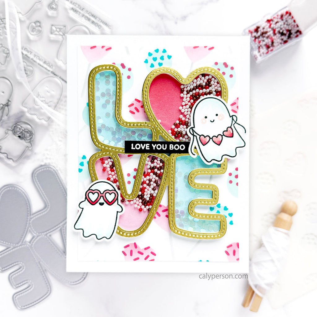 Pretty Pink Posh Valentine Ghost Friends Clear Stamps shaker card | color-code:ALT01