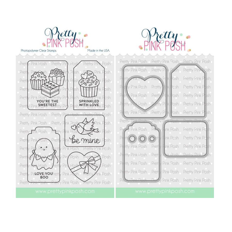 Pretty Pink Posh Valentine Tags Clear Stamp and Die Set
