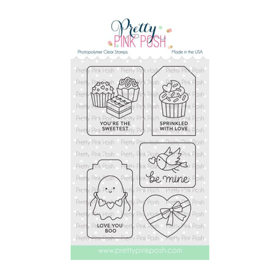 Pretty Pink Posh Valentine Tags Clear Stamp and Die Set image 1